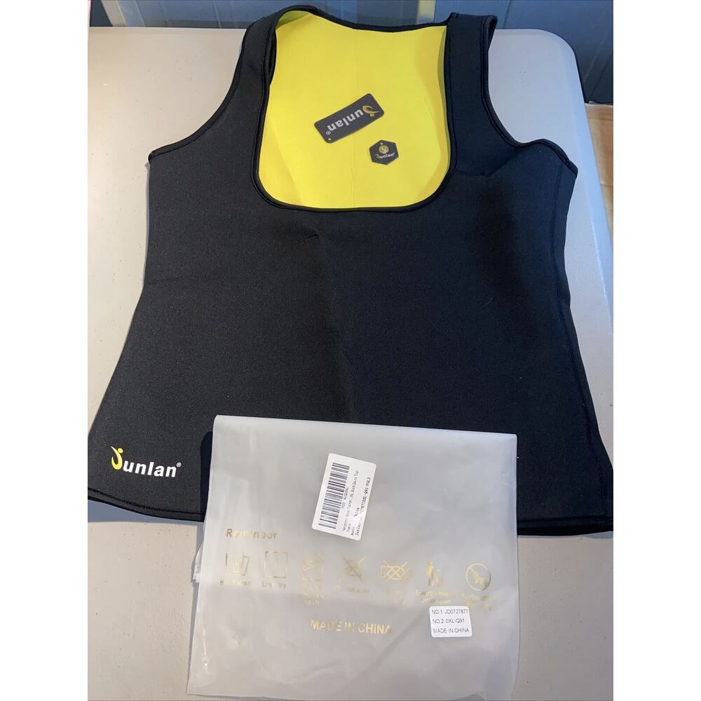Junlan Weight Loss Shirt Waist Trainer Sauna Top Yoga Workout Vest NEW Size XL